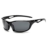 XJW Männer polarisierte Sonnenbrille im Freien Sport-Brillen für Wind- und Sonnenschutz- und UV-Schutz 2021/5/31 (Color : Black)