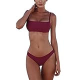 meioro Bikini Sets für Damen Push Up Tanga mit niedriger Taille Badeanzug Bikini Set Badebekleidung Beachwear (S,Lila)