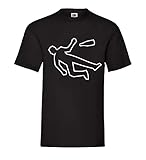 Getränkeunfall Tatort Umriss mit Bierflasche Männer T-Shirt Schwarz M - shirt84