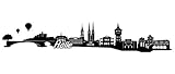 Samunshi® Halle Skyline Wandtattoo Sticker Aufkleber Wandaufkleber City Gedruckt Halle 120x23cm schw