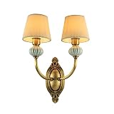 Wandlampen Compatible with Wohnzimmer Retro Wandleuchte Glas Lampenschirm Indoor Wandeinschlussbett Kupfer Wand Leinwand Dekorative Beleuchtung Compatible with Home Porch Terrasse Garage Lampe W