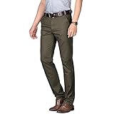 LFYYDS Herren Hose Slim Fit Business Anzughose Knitterarme Flatfront-Chinohose Einfarbig Straight Chino Hose Stoffhose Mode Leichte Trekkinghose Passend für Freizeit Arbeit Dating