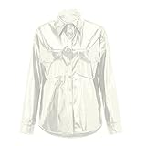 Dantazz Damen Lederjacke Kurz Lederblusen Kunstleder Jacke Fashion Motorradjacke Casual Langarm Jacke mit Knopf Herbst Winter Ledermantel Einfarbig Streetwear Anzugjacke Blazer (Beige, XXL)