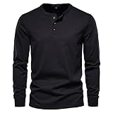 Langarm Herren Sport Casual Mode Einfarbig Einfach Basic Klassische Herren T-Shirt Frühling Und Herbst Neu Elegantes Bequemes Herren Sweatshirt F-Black L