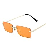 Uniqal Mode Rechteck Randlose Sonnenbrille Damen Unisex Retro Brille Brillen Strassenmode ZubehöR Orange Scheib