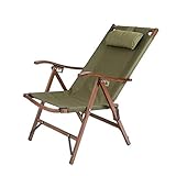 Relaxliege Klappbar, Outdoor-Stuhl Camping, Klappbarer Gepolsterter Liege-Liegestuhl Mit Kopfstützen-Armen Verstellbarer Holzrahmen-Terrassenstuhl Zum Angeln Strand-Picknick-Garten-Grill-R