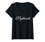 Damen Nightwish Logo (weiß) T-Shirt mit V
