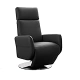Cavadore TV-Sessel Cobra mit 2 E-Motoren / Elektrischer Fernsehsessel mit Fernbedienung / Relaxfunktion, Liegefunktion / Ergonomie M / Belastbar bis 130 kg / 71 x 110 x 82 / Echtleder Schw