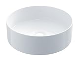STARBATH PLUS - Runder Aufsatzwaschbecken - Glänzendes Weiß - Extra feine Keramik - Elegant und widerstandsfähig - Maße 35 x 35 x 12 cm - SFCIL