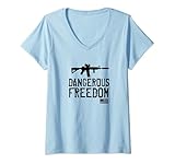 Damen Amerikanische Flagge, schwarz, Geschenk T-Shirt mit V