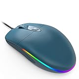 Kabelgebundene Maus mit RGB Hinterbeleuchtung, MS059 RGB Maus mit Kabel, 4 leise Tasten, 1600 DPI, Optische beleuchtete Maus für Computer, Laptop, Mac(Blau)