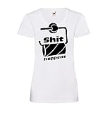 Shit Happens - Leere Klopapierrolle Frauen Lady-Fit T-Shirt Weiß XS - shirt84