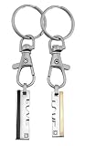 Hanessa Schlüsselanhänger personalisiert 2 Stück Love mit Stein mit Gravur Set Titan-Stahl Silber schwarz Gold | personalisierte Schlüsselanhänger für Paare Freund Freundin| Geschenk zu W