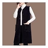 Damenweste Frauenweste Winter Nachahmung Nerz Samt Lange Westen Sleeveless Cardigan Weste Oberbekleidung Weste Mantel kalter Winter (Color : Black, Größe : XXX-Large)