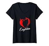 Damen Engelchen Engel Teufelchen Teufel Halloween Kostüm Geschenk T-Shirt mit V