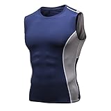 Zytyeu Trägershirts Herren Sommer Rundhals Spleißen Tops Herren Fitness Workout Funktionsshirt Herren Mode Lässig Sportshirt Herren Slim Fit Kompressionsshirt H