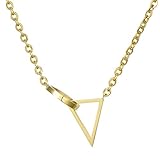 Morella Damen Halskette Dreieck mit Kreis Anhänger Edelstahl Gold im Samtb