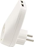 MC POWER - USB Adapter Steckdose/Zwischenstecker | mit 2x USB, 5V max 2,1A, Steckdose 230V/16