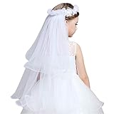 ODN Lace Braut-Kostüm Mädchen Kinder Flower Garland mit Schleier (Weiß)