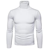 HUIWU Herren Rollkragen Sweatshirt Pullover Rollkragenpullover Herbst Winter Casual Basic Langarm Einfarbig Baumwolle Regular Fit Unterhemd Unterzieh Freizeithemd Sweater Langarmshirts Strick