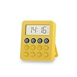 Lecone Digitaler Küchentimer Magnetisch Stoppuhr Eieruhr Timer mit Uhr, Magnet, 3-stufiger Lautstärke, LCD Anzeige für Kochen, Sport, Studieren, 1 Stück, inkl. B