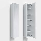 PLATAN ROOM Badezimmer Hängeschrank Wandschrank 105/ 160cm hoch Badhängeschrank mit Fronten in Hochglanz und Push-to-Open Funktion (Weiß Matt/Weiß Hochglanz, 160 x 30 x 32)