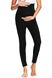 JMITHA Freizeithose für Schwangere, Umstandsleggings, Schwangerschaftsleggings aus Baumwolle, Dünn Lange Leggings für Schwangere, Blickdichte Besonders Bequem Schwangerschaft Hosen (schwarz, M)
