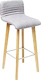 Kare 80876 Design Barhocker Lara, Barstuhl in modernem Design, gepolsterter Massivholzstuhl, Grau-Meliert (H/B/T) 98x42,5x46