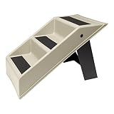 TRI Hundetreppe, Hunderampe Auto klappbar, 37 cm hoch, 3 Stufen, Einstieg Kofferraum, Tiertreppe, Kunststoff, Beige/Schw
