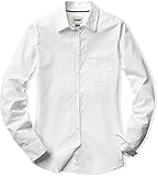 CQR Damen Klassische Knopfleisten-Hemd azs 100% Baumwolle, causuales, Langarm, Popeline-Hemd, Wol502 1pack - White, XS
