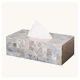 YAZHUANG8 Tissue Paper Halter Box Hülle Kreative Handgefertigte Perlen-Shell-Gewebe-Kasten-Haushalt Natural White Storage Box Wohnzimmer Couchtisch Desktop-Grafik Haus & R