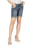 Sublevel Damen Jeans Bermuda Shorts mit Destroyed Parts Dark-Blue M