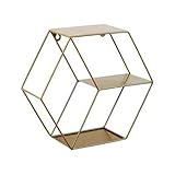 Sechseck-Wandregal, geometrische Metall-Floating-Regale-Regale-Wandhalterung hängendes Regal Sechskant-Gewürz-Rack für Küchen, Wohnzimmer, Schlafzimmer,Copp