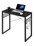 YiFeel Computertisch, 80 cm Schreibtisch Für Zuhause Büro, Bürotisch mit 8 zusätzlichen Boni, Stabiler Tisch, Modern PC-Schreibtisch im einfachen Stil, Schwarz EFCD008BB