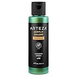 Arteza Acrylfarbe irisierend, A712Saftiges Grün, 118 ml Flasche, hochviskose schimmernde Chamäleonfarbe wasserbasiert und mischbar, irisierende Farbe für Leinwand, Holz, Steine, S