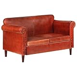 vidaXL Sofa 2-Sitzer Zweisitzer Polstersofa Loungesofa Ledersofa Wohnzimmersofa Designsofa Lounge Sitzmöbel Bank Dunkelbraun E