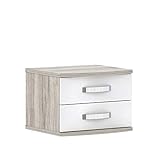 ZeoTioo Sandeiche/weiß glanz Nachtkommode Beistelltisch Nachtk