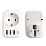 USB Steckdose Steckdosenadapter Mehrfachstecker EU Adapter Schuko 4000W Stromadapter Stecker Wand Steckdosen Adaptersteck