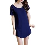 Damen Sexy Modal Open Back Kurzarm Pyjama Plus Size Solid Dress, königsblau, XXL