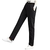 Banbry Damen Winter Warm Daunenhose Fleece Gefüttert Winddicht Wasserdicht Thermohose Thermal Outdoorhose High Waist Baumwollhose Taschen Workout Jogger Loung