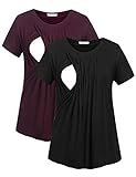 Unibelle Damen Umstands Still T-Shirt Lagendesign. Rundhalsausschnitt Schwarz L, A-2 Pack-schwarz+w