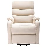 Tidyard Massagesessel mit Aufstehhilfe & 6 Punkt-Vibrationsmassage TV Sessel Fernsehsessel Relaxsessel Ruhesessel Polstersessel Liegesessel Creme S