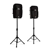 MALONE Combo 1 - PA-Lautsprecher Set, 2-Wege-Lautsprecher, Bluetooth, 12' (30 cm), aktiv und passiv, max. 700 Watt, inkl. 2 x Boxenständer, schw