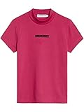 Calvin Klein Mädchen T-Shirt Micro Logo Flock Mock Neck Top Pink 12 J