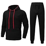 Jogginganzug Herren Frühling Trainingsanzug Herren Set Sportanzug für Männer, Men Jogging Fitness Herren Freizeitanzug mit Kapuze Suit Solid Langarm Sport Hausanzug Tracksuit 2 Set Jacke Hose Anzug