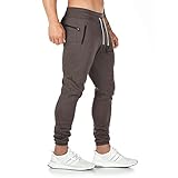 Yageshark Jogginghose Herren Sporthose Baumwolle Fitness Slim Fit Hose Freizeithose Joggers Streetwear (Braun,Medium)