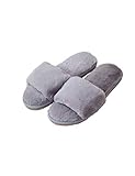 RAIKOU Hausschuhe Damen Plüsch Pantoffeln Rutschfester Warm Indoor Slippers Hause Schuhe, weiche Hausschuhe, Bequeme Schlappen, Kunstpelz Flache Gemütliche Hausschuhe (Grau, Numeric_35)