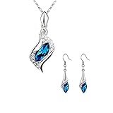 Hochzeit Braut Partei Strass Marquise Cluster Chandelier Kronleuchter Lange Baumelnde Statement Ohrringe Saphirblau Lange Teardrop ÖSterreich Kristall Mode Ohrringe AnhäNger Halskette Eleg