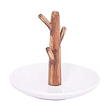 Holz Äste Ringhalter Keramik Schmuck Geschirr Porzellan Schmuck Tabletts Runde Geschirr Armband Ohrringe Halskette Ring Aufbewahrungsplatten Kosmetik Schmuck Veranstalter Dek