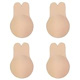 2 Paar Klebriger BH Klebe Unsichtbarer BH Rückenfrei Trägerlos Wiederverwendbar Push Up Lift Nippel Abdeckungen für Frauen, beige, M